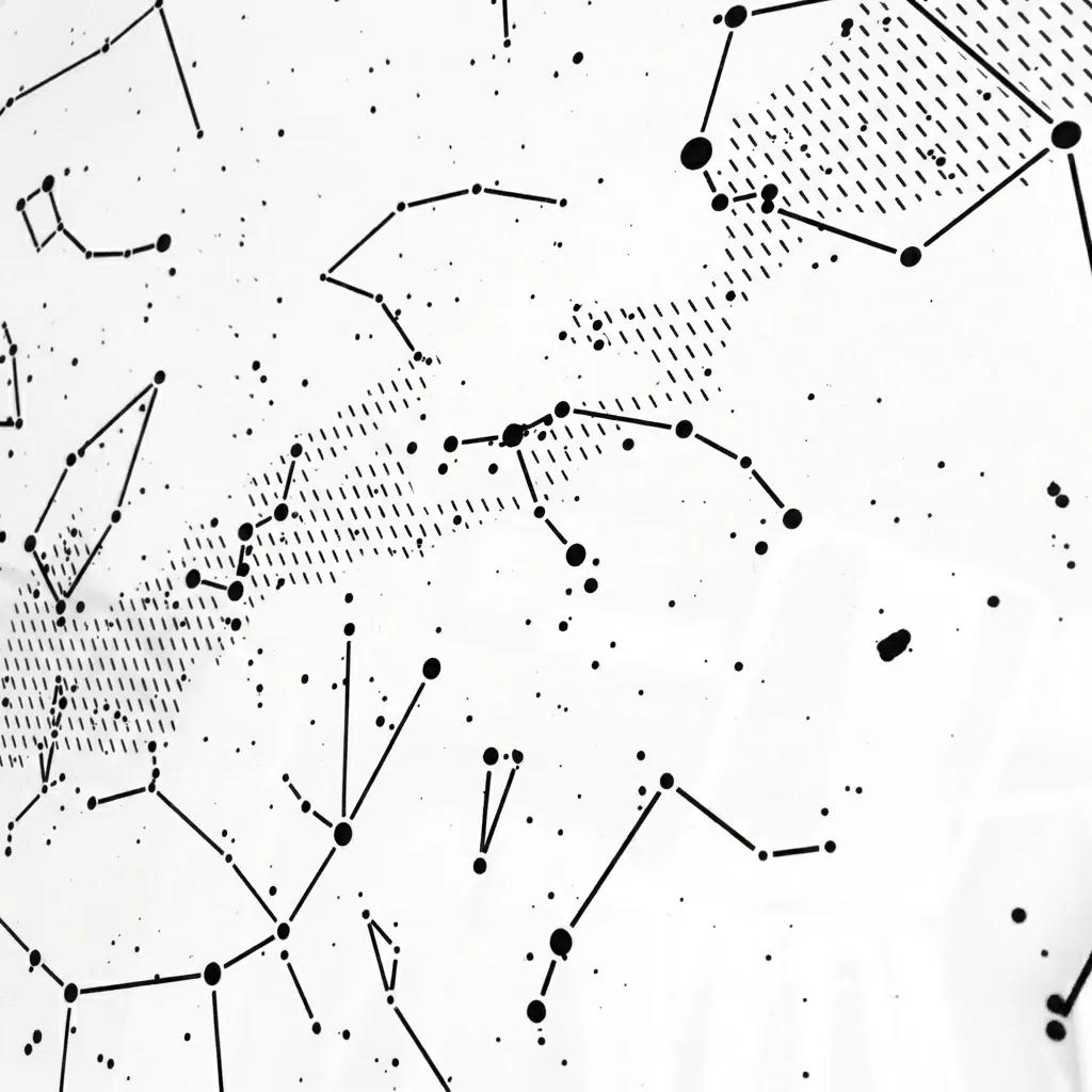 Close-up of the title typography on a printed star map